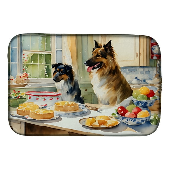 Belgian Tervuren Christmas Cookies Dish Drying Mat 14 in x 21 in