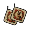 thumbnail image 1 of Belgian Tervuren Christmas Flowers Pair of Pot Holders 7.5 in x 7.5 in, 1 of 5