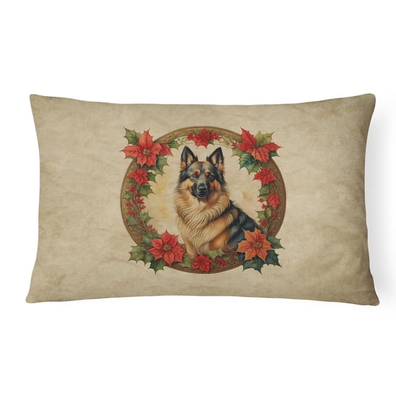 Belgian Tervuren Christmas Flowers Throw Pillow 12 in x 16 in