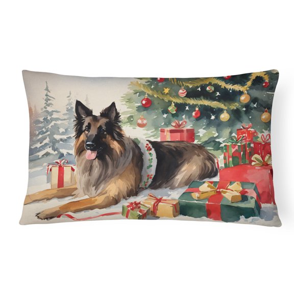 Belgian Tervuren Cozy Christmas Throw Pillow 12 in x 16 in
