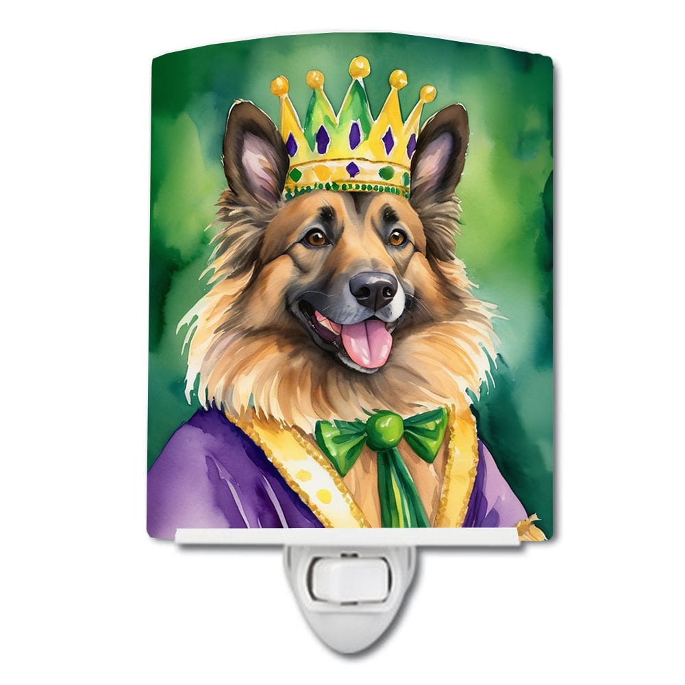 Belgian Tervuren King of Mardi Gras Ceramic Night Light 4 in x 6 in