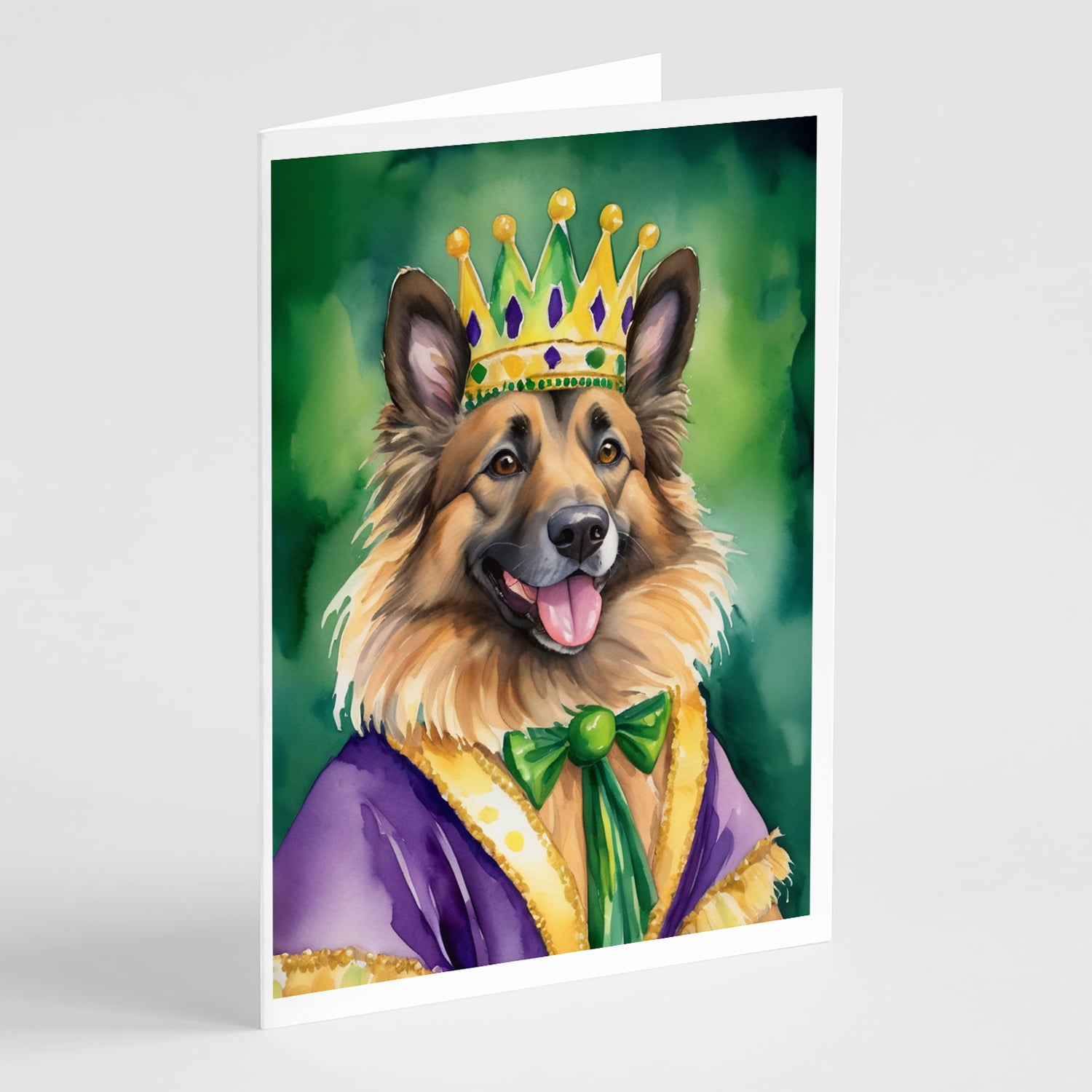 Belgian Tervuren King of Mardi Gras Greeting Cards Pack of 8 7 in x 5 in