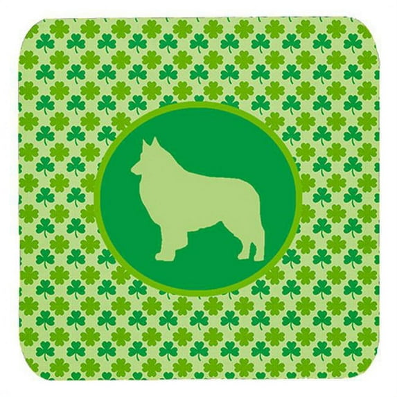 Belgian Tervuren Lucky Shamrock Foam Coasters, Set Of 4