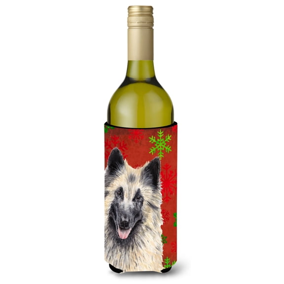 Belgian Tervuren Red and Green Snowflakes Holiday Christmas Wine Bottle Hugger