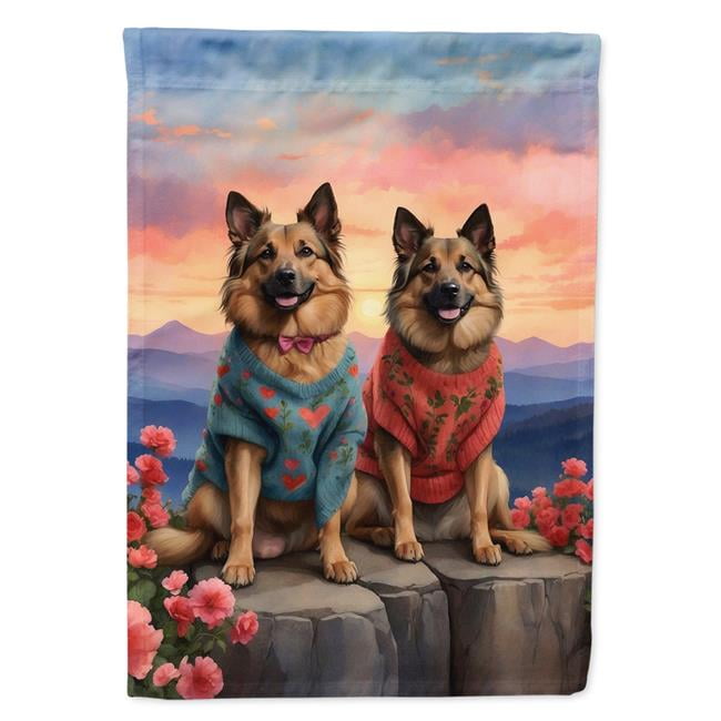 Belgian Tervuren Two Hearts Garden Flag 11.25 in x 15.5 in