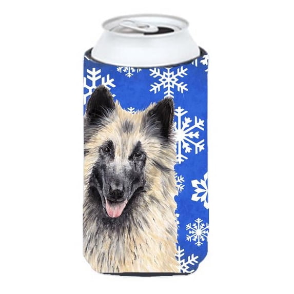 Belgian Tervuren Winter Snowflakes Holiday Tall Boy bottle sleeve Hugger