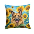 thumbnail image 1 of Belgian Tervuren in Sunflowers Throw Pillow 14 in x 14 in, 1 of 2