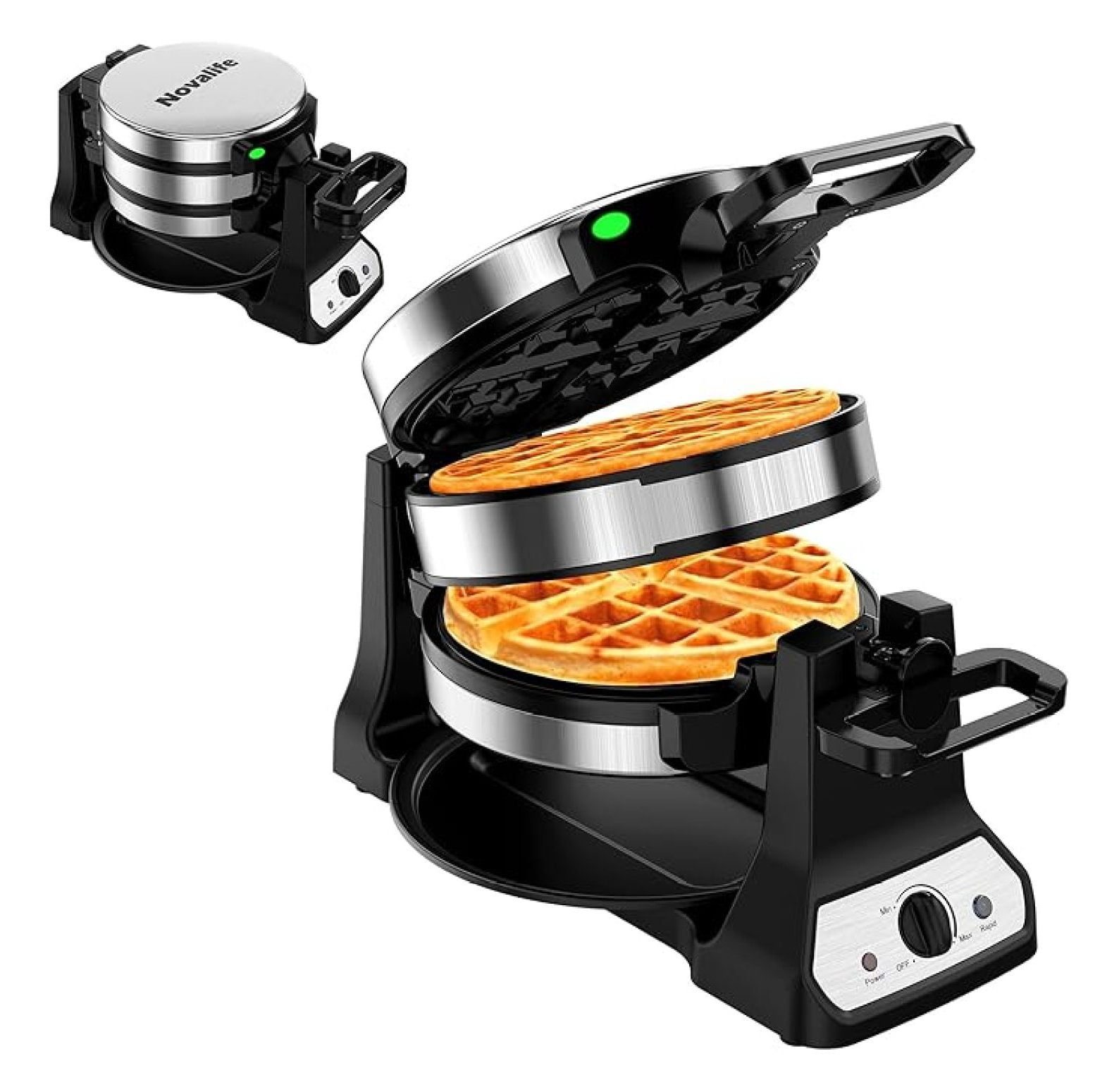 Belgian Waffle Maker, 1400W Double Waffle Iron, Rotating 180° Nonstick ...
