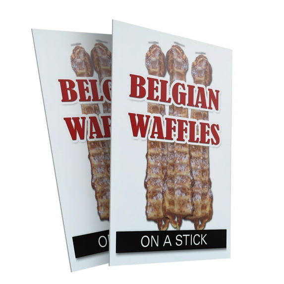 Belgian Waffle On A Stick (2-PACK) 24" x 36" Plastic Signs | Sign Insert 4mm Corrugated Plastic Signs Storefront Window Poster