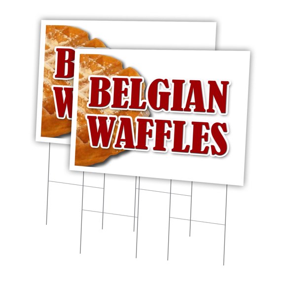Belgian Waffles 2 Pack Of 24" x 36" Yard Sign & Stake | Advertise Your Business | Stake Included Image On Front Only | Made in The USA