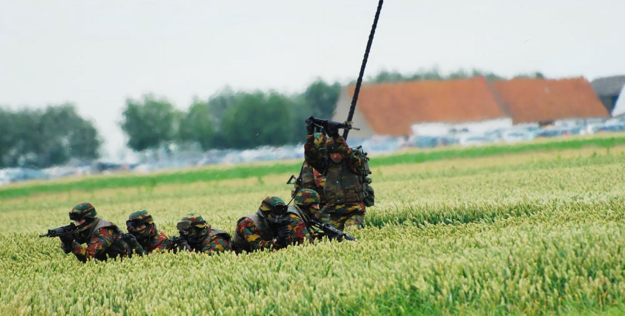 Belgian paracommandos entering the scene during an evacuation training session Canvas Art - Luc De JaegerStocktrek Images (39 x 20)
