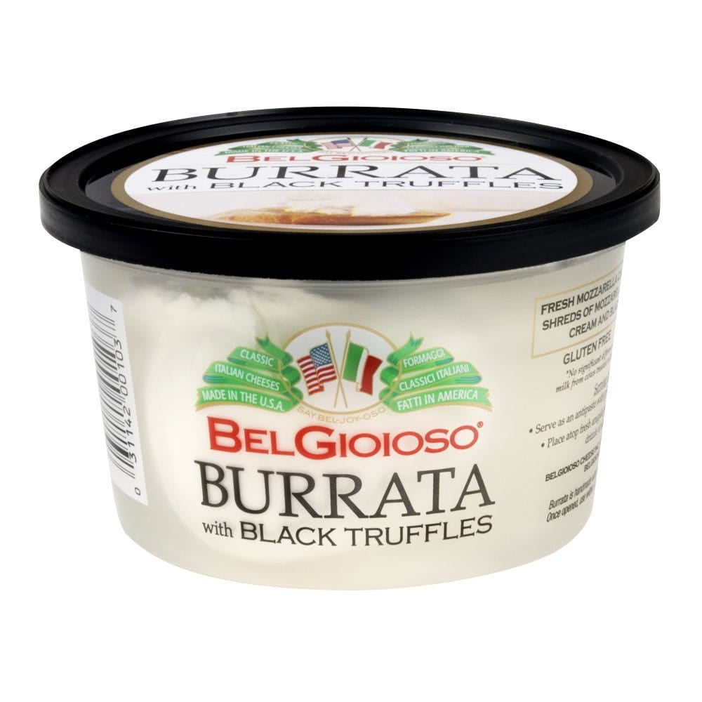 BelGioioso Fresh Mozzarella with Shredded Mozzarella & Black Truffle Burrata Cheese, 8OZ, 6 Pack