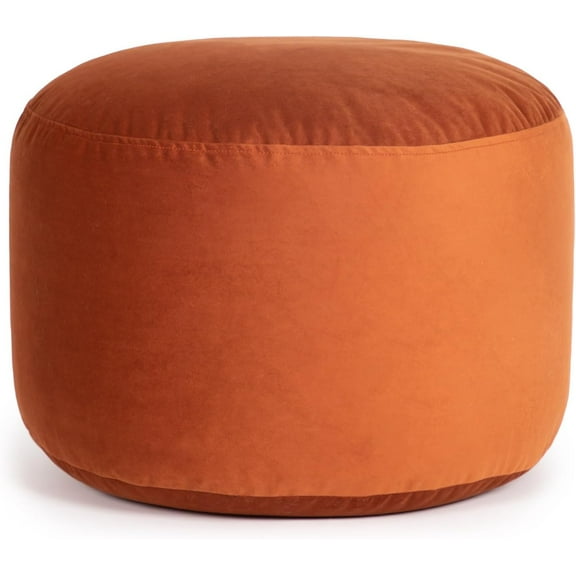 Belgique Round Velvet Pouf, Foot Stool, Stuffed Ottoman Bean Bag Chair - Plush, Stylish, Lightweight, and Comfortable Furniture Accessory for Living Room and Bedroom - 20" x 12",Brick