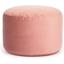 Belgique Round Velvet Pouf, Foot Stool, Stuffed Ottoman Bean Bag Chair - Plush, Stylish, Lightweight, and Comfortable Furniture Accessory for Living Room and Bedroom - 20" x 12", Rose