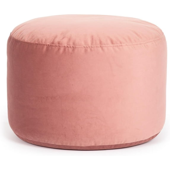 Belgique Round Velvet Pouf, Foot Stool, Stuffed Ottoman Bean Bag Chair - Plush, Stylish, Lightweight, and Comfortable Furniture Accessory for Living Room and Bedroom - 20" x 12", Rose
