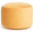 thumbnail image 1 of Belgique Round Velvet Pouf, Foot Stool, Stuffed Ottoman Bean Bag Chair - Plush, Stylish, Lightweight, and Comfortable Furniture Accessory for Living Room and Bedroom - 20" x 12", Mustard, 1 of 7