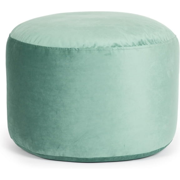 Belgique Round Velvet Pouf, Foot Stool, Stuffed Ottoman Bean Bag Chair - Plush, Stylish, Lightweight, and Comfortable Furniture Accessory for Living Room and Bedroom - 20" x 12", Mint