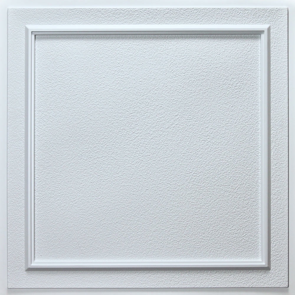 Belgium 2 ft. x 2 ft. Drop-in or Glue-Up PVC Ceiling Tile in White - Box of 10