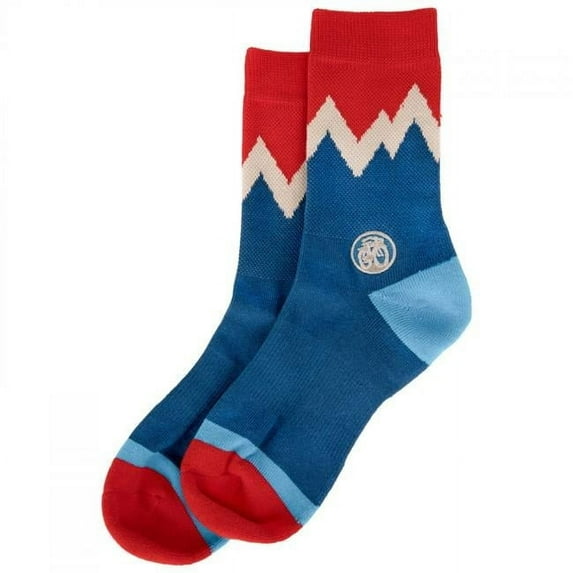 Belgium 863924-small-med Belgium Mountain Range Cozy Cotton Socks, Blue & Red - Small & Medium