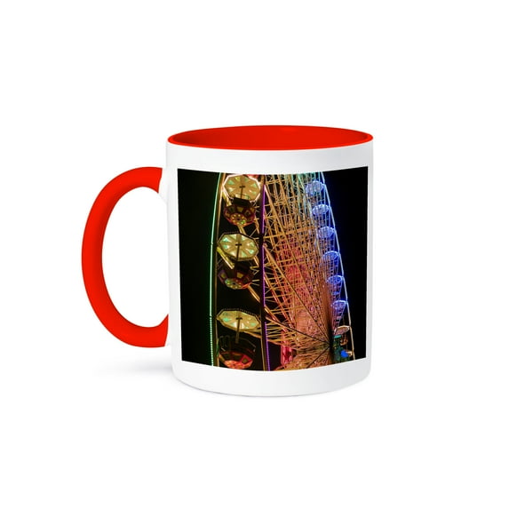 3drose, Belgium, Antwerp. Steenplein, Antwerp Ferris Wheel, 11oz Two-tone Red Mug