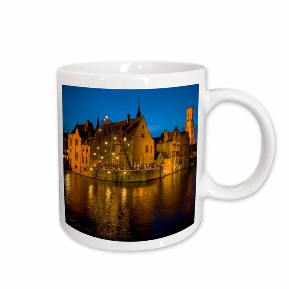3drose, Belgium, Bruges. Town Skyline from the Canal, 15oz Mug