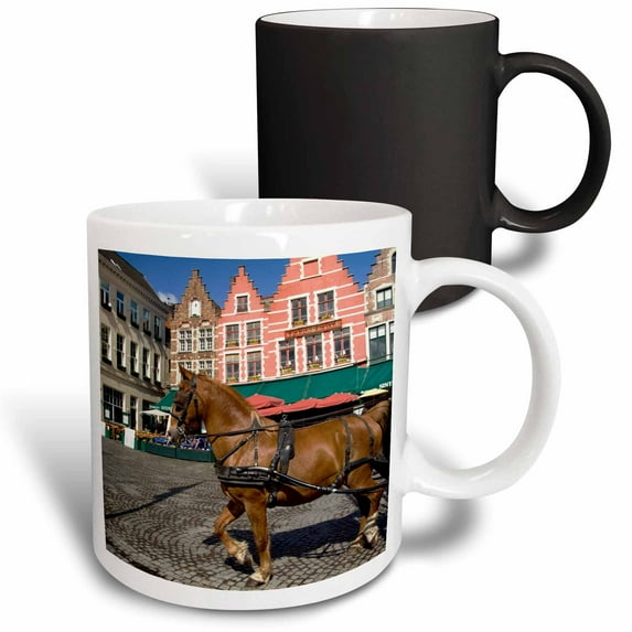 3drose, Belgium, Brugge, Market Sq, Horse, Carriage-eu04 Cmi0126 - Cindy Miller Hopkins, 11oz Magic Transforming Mug