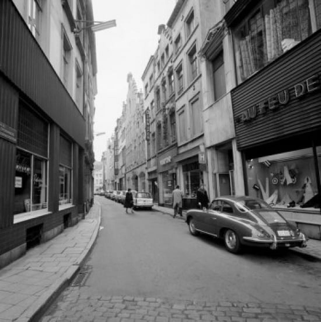 Belgium Brussels cars parked in narrow street Canvas Art - (24 x 36)