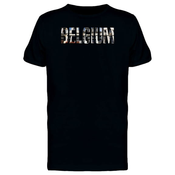 Belgium Country Name With Photo T-Shirt Men -Image by Shutterstock, Male Medium