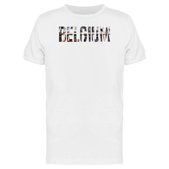 Belgium Country Name With Photo T-Shirt Men -Image by Shutterstock, Male Small