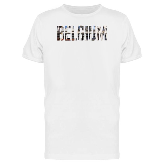 Belgium Country Name With Photo T-Shirt Men -Image by Shutterstock, Male XX-Large
