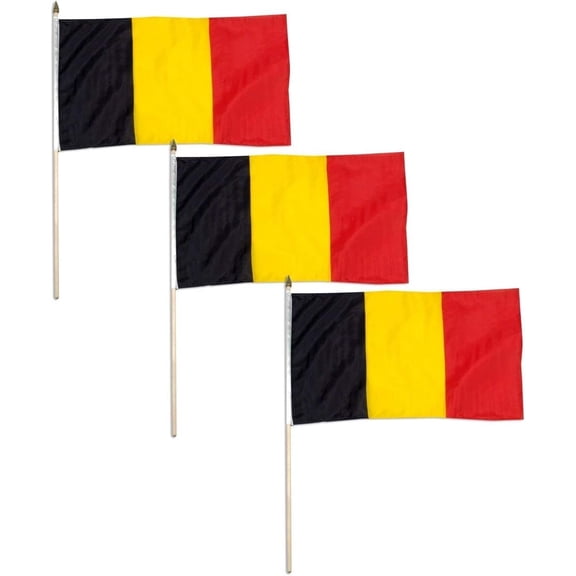 Belgium Flag 12 x 18 inch - 3 PK