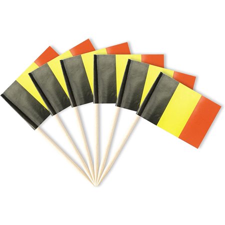 Belgium Flag Belgian Miniature Toothpick Flags Decorations Small Cupcake Toppers Cocktail Food Flags Decor For Independence Day Party Bar (100 pack)