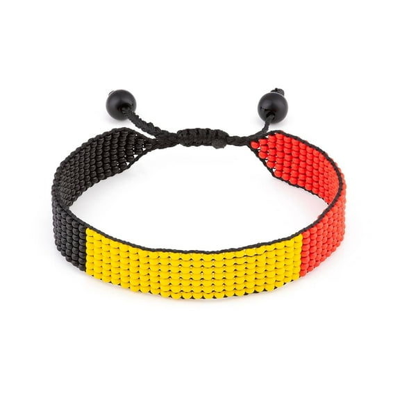 Belgium Flag Bracelet: Handmade Bracelet,Adjustable Beaded Boho-Style Rope Bangle with Patriotic Design