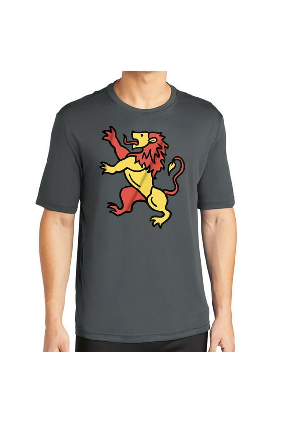 Belgium Lion Men's Big Size Tall PosiCharge Competitor Crew Neck Tee Shirt - Iron Grey 3XLT