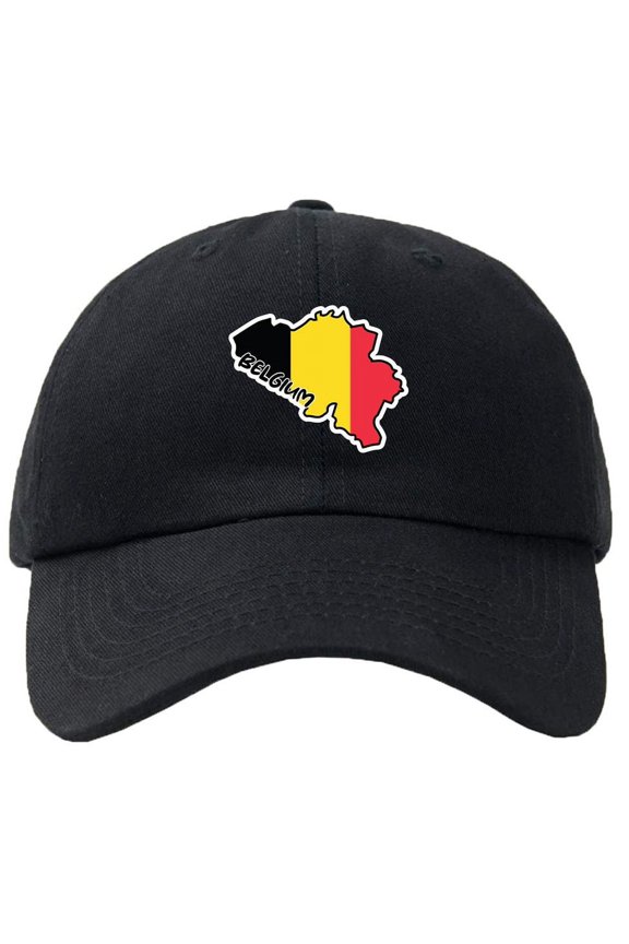 Belgium Map Flag Baseball Cap Hat Hook & Loop Closure - Personalize it!