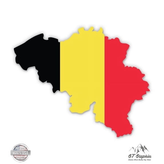 Belgium Map Flag Country Shape - 8" Vinyl Sticker - For Car Laptop I-Pad - Waterproof Decal
