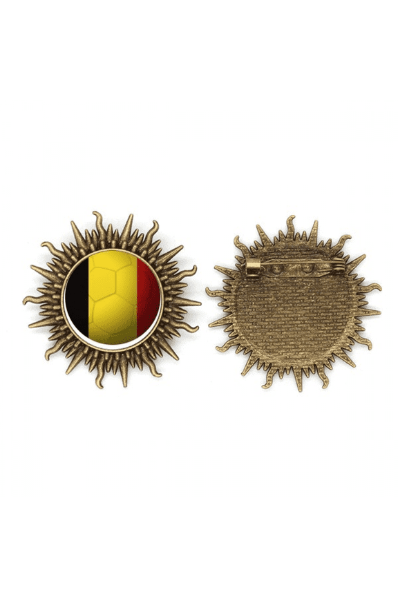 Belgium National Flag Soccer World Cup Metall Sonne Brosche Haken Pin