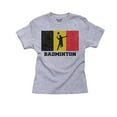 thumbnail image 1 of Belgium Olympic - Badminton - Flag - Silhouette Boy's Cotton Youth Grey T-Shirt, 1 of 2