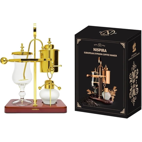 Belgium Royal Family Balance Syphon Unique Gravity Vintage Coffee Maker Vacuum Brewing System Gold 500 ml
