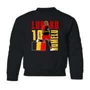 Belgium Soccer Europe 2024 Lukaku Inspired Black Youth Crewneck Sweatshirt (Black, Youth X-Large)