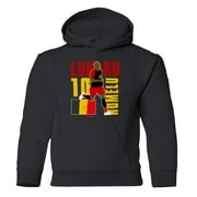 Belgium Soccer Europe 2024 Lukaku Inspired Black Youth Hooded Sweatshirt (Black, Youth Large)
