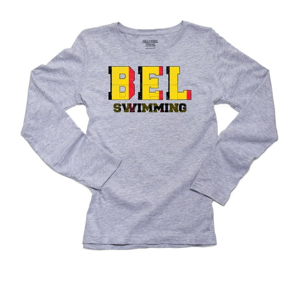 Belgium Swimming - Olympic Games - Rio - Flag Women's Long Sleeve Grey T-Shirt