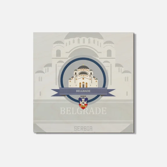Belgrade Serbia Coat Of Arms Travel 4'' X 4'' Square Wooden Coaster