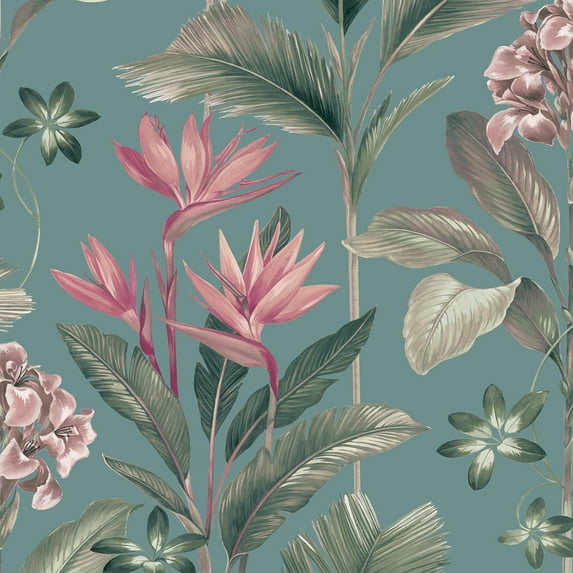 Belgravia Decor Oliana Teal Floral Wallpaper
