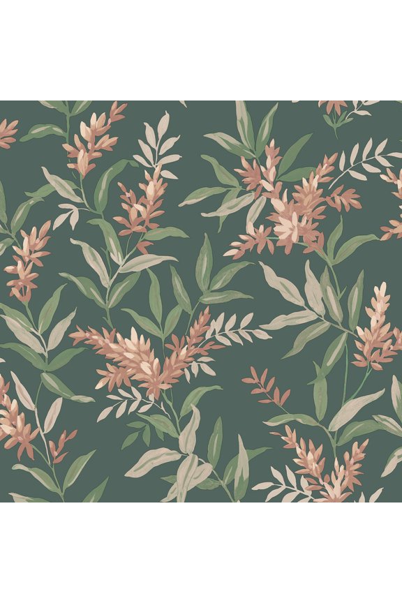 Olivia Dark Green Floral Wallpaper