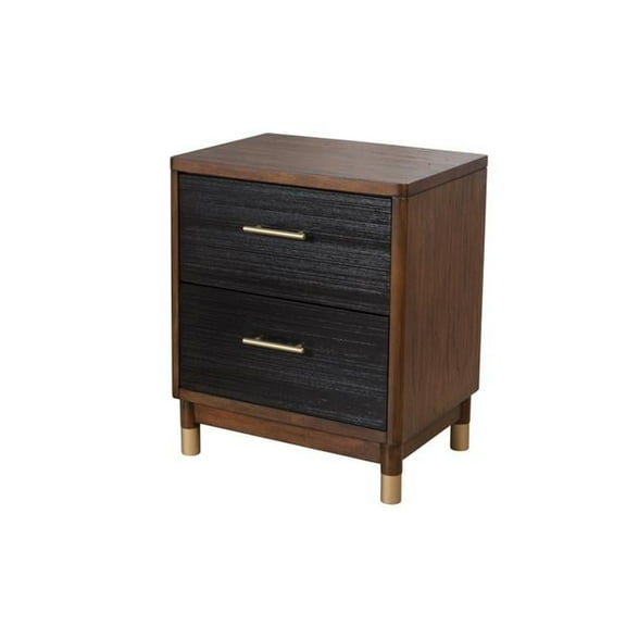 Belham 2 Drawer Nightstand, Dark Walnut & Black