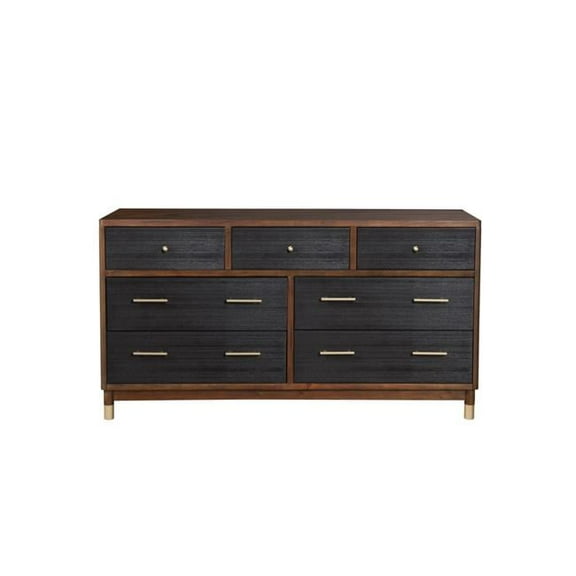 Belham 7 Drawer Dresser, Dark Walnut & Black