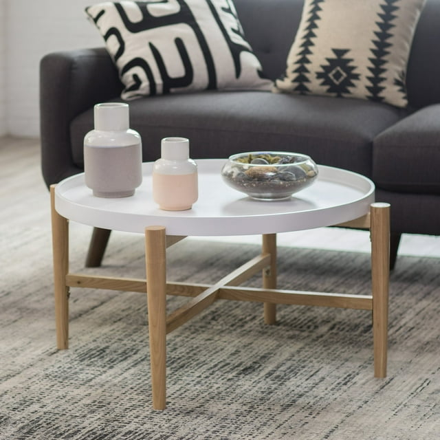 Belham Living Lincoln 2Tone Tray Top Coffee Table White