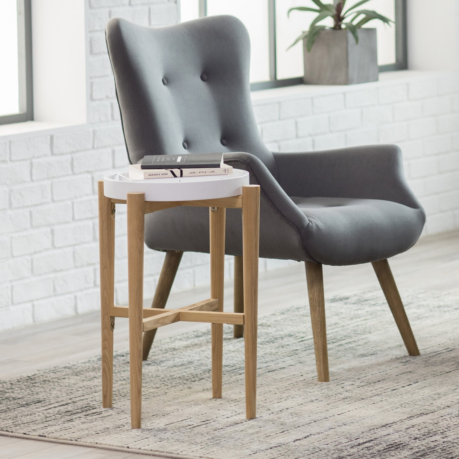 Belham Living Lincoln 2Tone Tray Top Side Table White