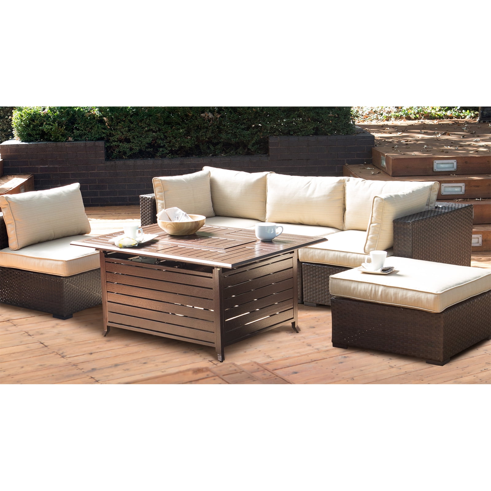 Belham Living Wadeview 31 in. Gas Square Wicker Fire Pit Table Belham Living Wadeview 31 in. Gas Square Wicker Fire Pit Table